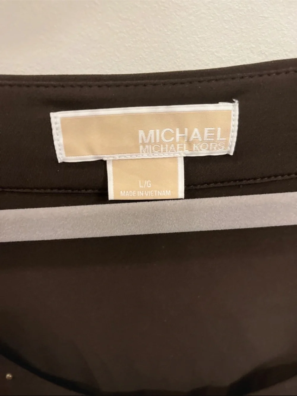 MICHAEL Michael Kors Brown Scoop Neck Long-Sleeve Tunic Mini Dress Bronze Studs